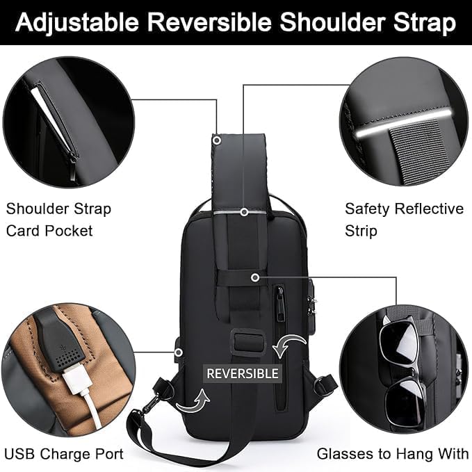 Men’s Premium PU Leather Chest Bag