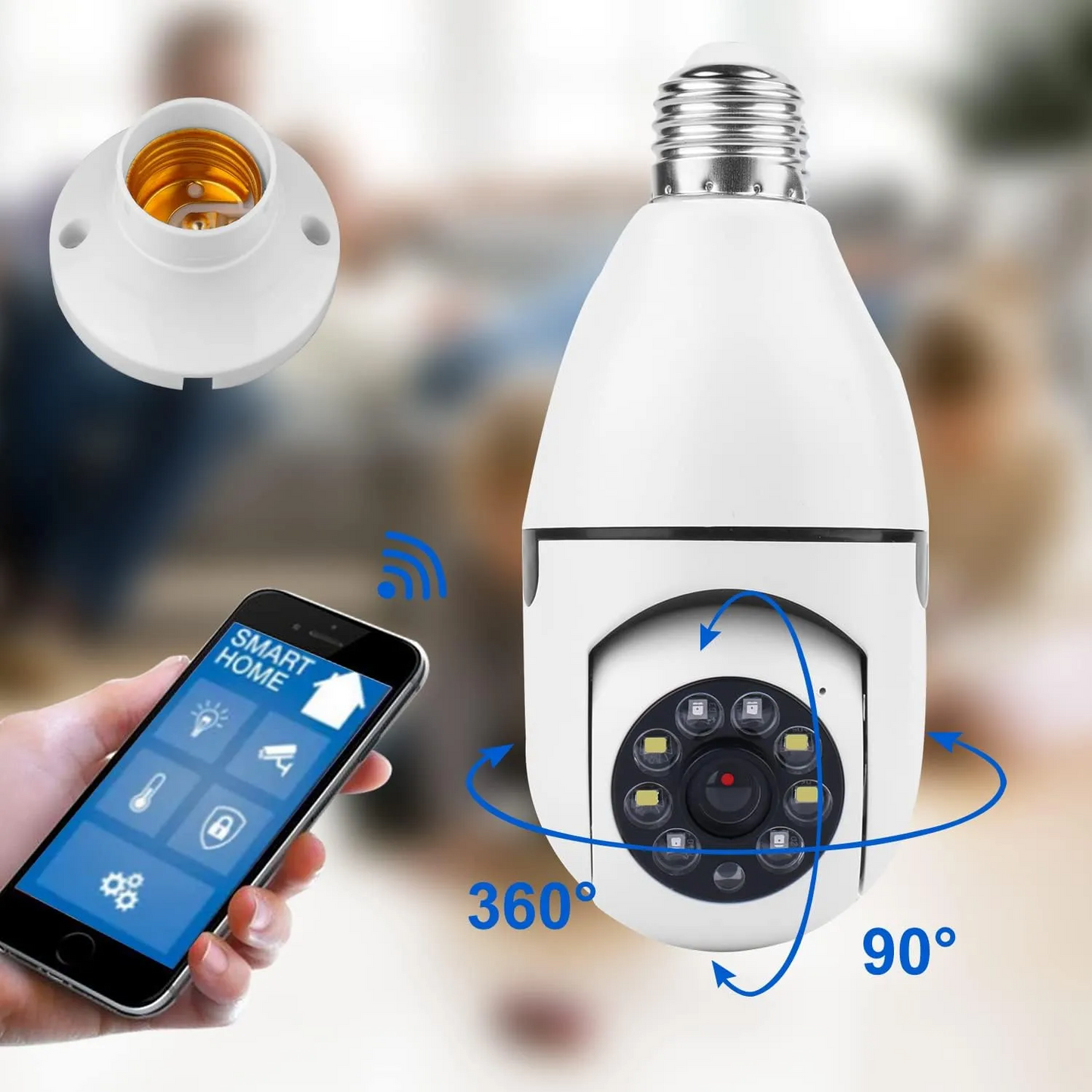 360° Rotating Smart Bulb Security Camera