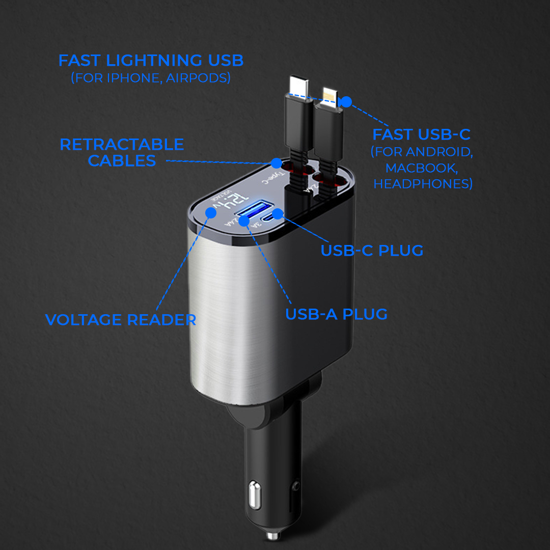 120W Retractable Car Fast charger