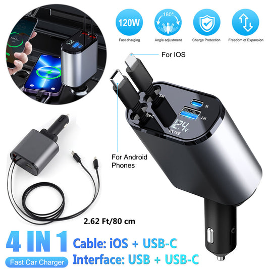 120W Retractable Car Fast charger